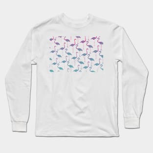 Pink blue flamingo art pattern-nature Long Sleeve T-Shirt